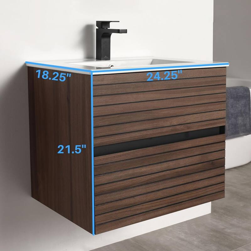 Blossom Annecy 24-Inch Floating Bathroom Vanity with Ceramic Sink