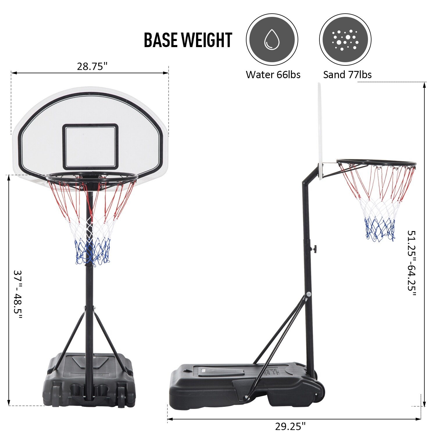 Aosom Portable Swimming Pool Basketball Hoop 30 Inch Backboard