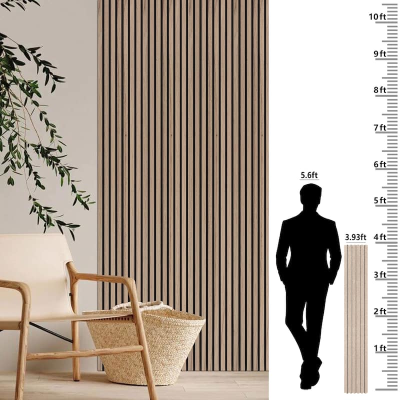 47" H x 23" W Modern Decor Polyester Grating Wood Acoustic Slat Panels Wall Paneling (Set of 4) - 47" H x 23" W x 0.82'' D
