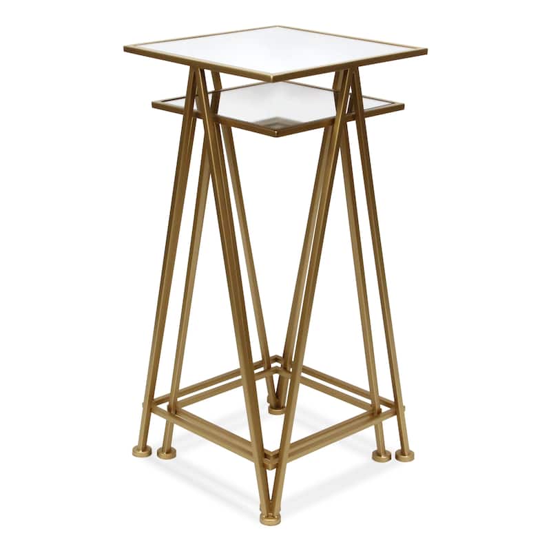 Aeriva Set of 2 Square Metal Modern Tables With Mirror Top