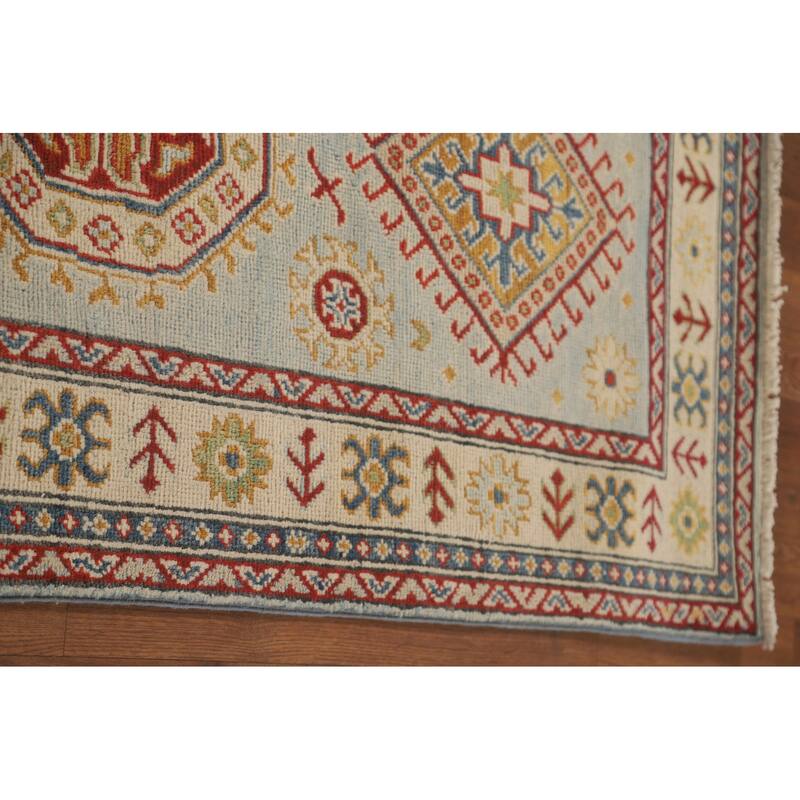 Kazak Runner Rug Handmade Traditional Blue Wool Carpet - 2'9" x 12'11"