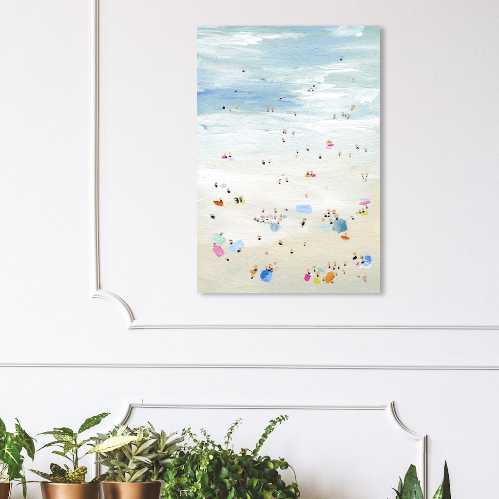 Wynwood Studio 'Tiny People' Nautical and Coastal Wall Art Canvas Print Coastal - Blue, Yellow