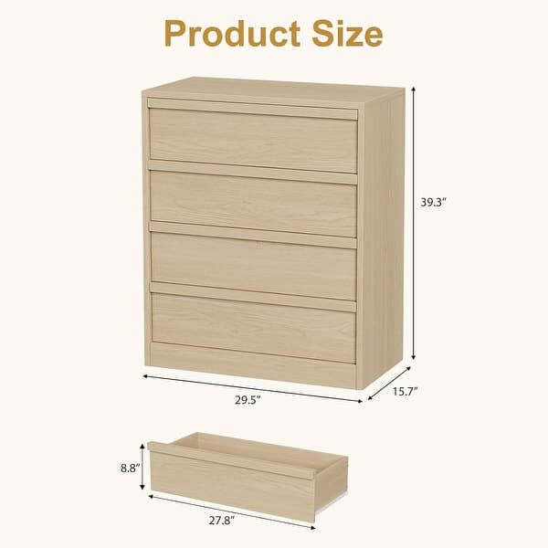 dimension image slide 4 of 7, 30" 3 Drawer Nightstand, Modern Bedside Table with Storage, Natural Oak