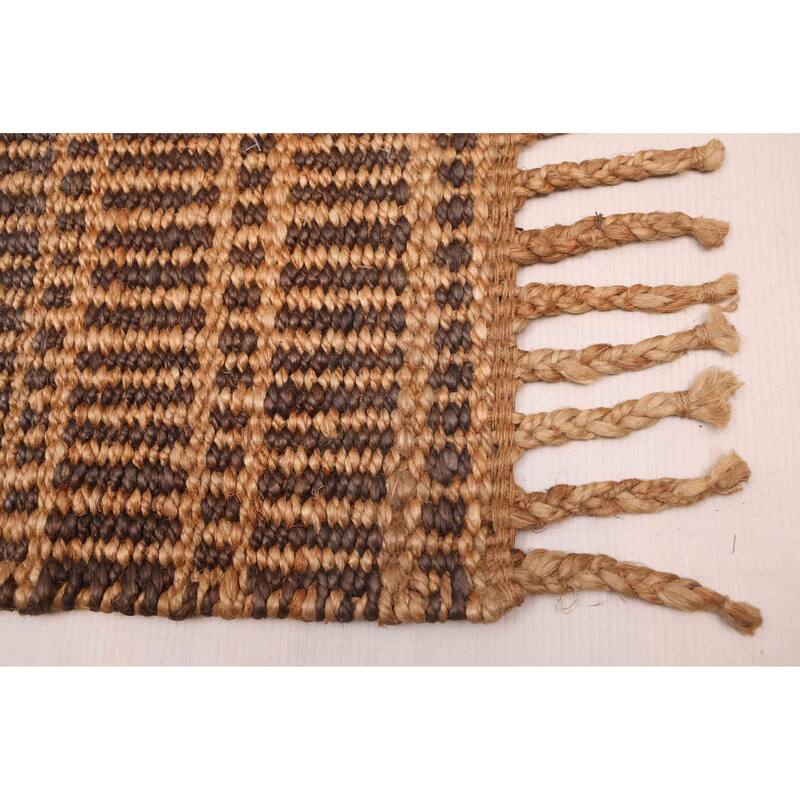 ECARPETGALLERY Braided Weave Palas Denizli Light Brown Jute Rug - 5'5 x 7'6