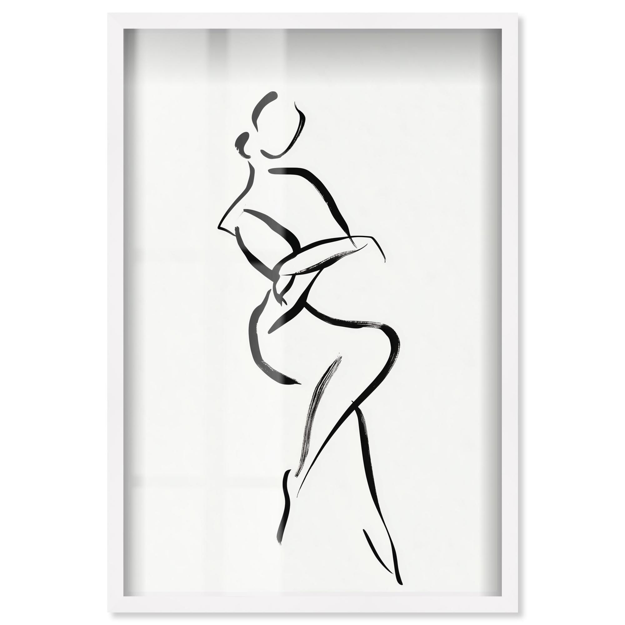Black Ink Pose I Minimalist Wall Art Shadowbox Print by Art Remedy