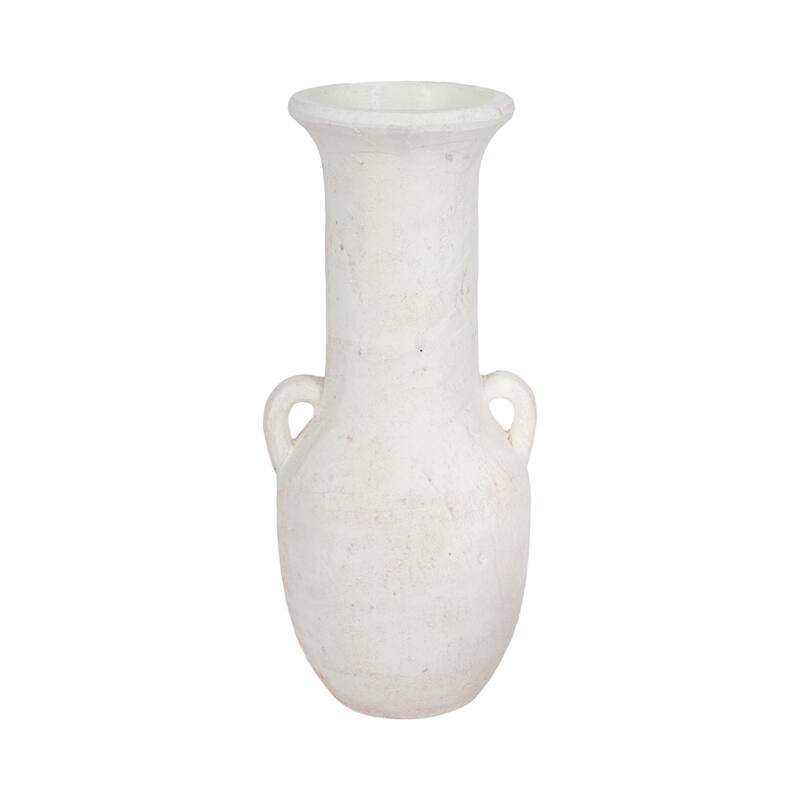 Ceramic Nomad Rough Finish Amphora Vase - White, 19"