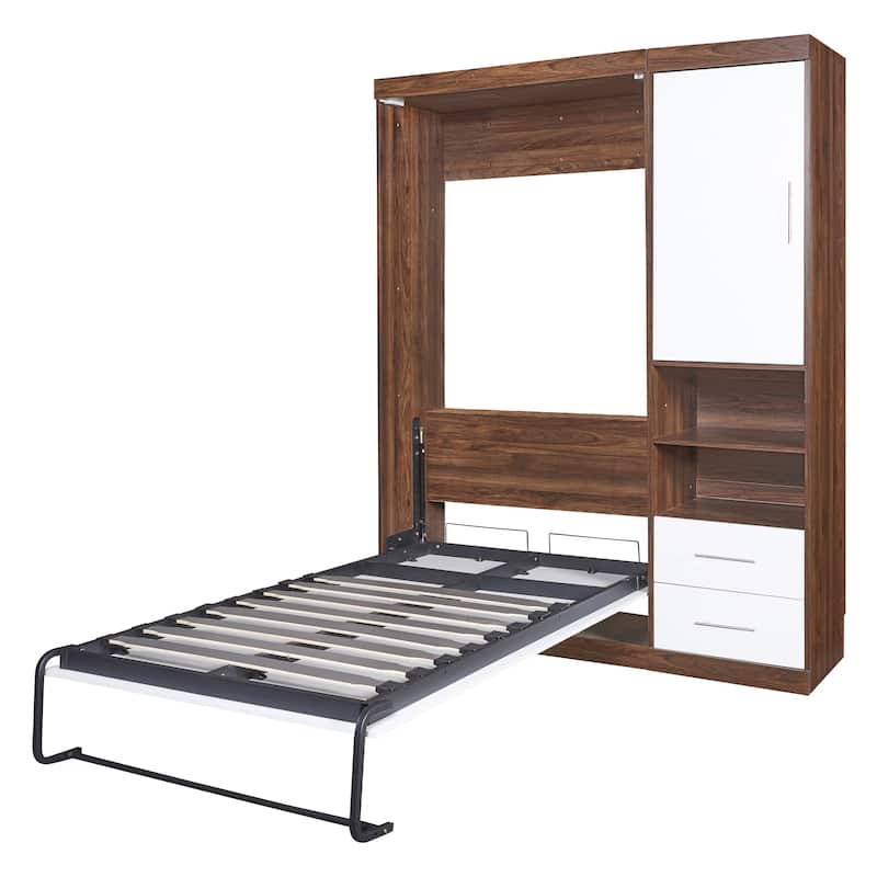 Twin Size Murphy Bed Wall Bed with Cabinet