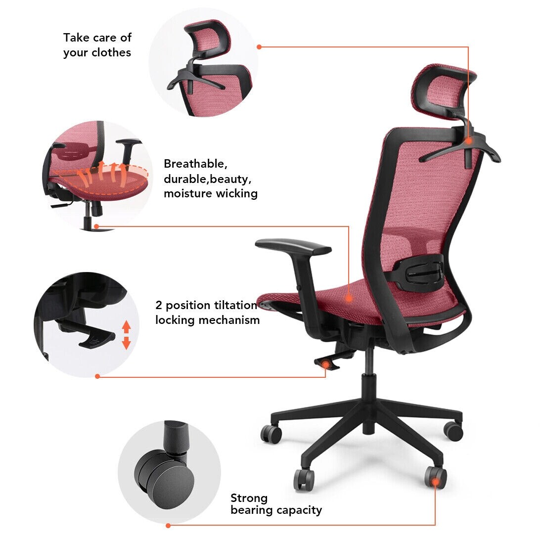 Ergonomic Mesh Office Chair with Retractable Footrest - High Back Computer  Chair, Lumbar Support, 4D Adjustable Armrest and Headrest, Durable Base 