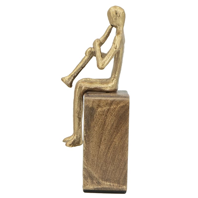 Musician Figure with Clarinet - 9.75" - Gold