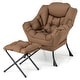 preview thumbnail 10 of 8, Gymax Lazy Sofa Chair Accent Leisure Armchair w/ Folding Footrest &