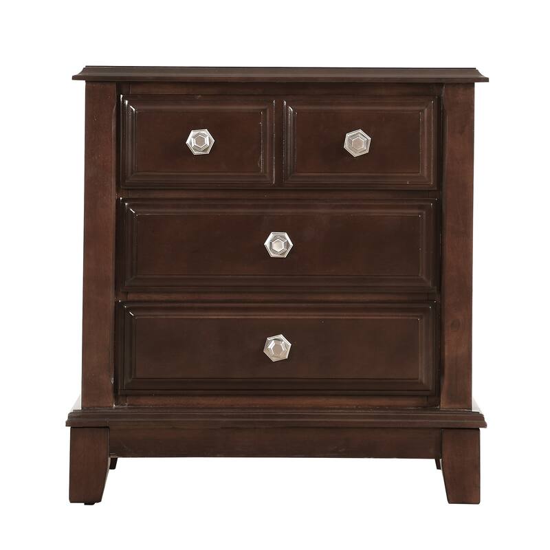 4-Drawer Wooden Nightstand - 30" - Black