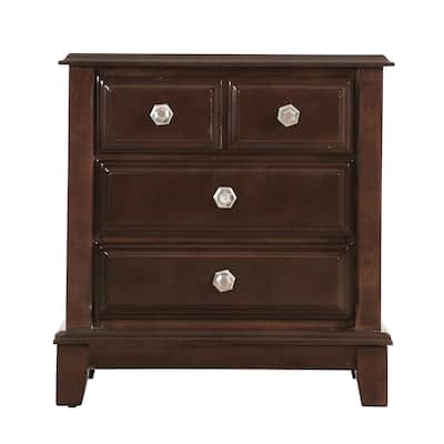4-Drawer Wooden Nightstand - 30" - Black