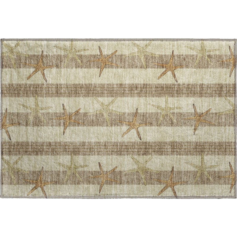 Premium Washable Super Soft Starfish Coastal Stripes Mayfield Rug