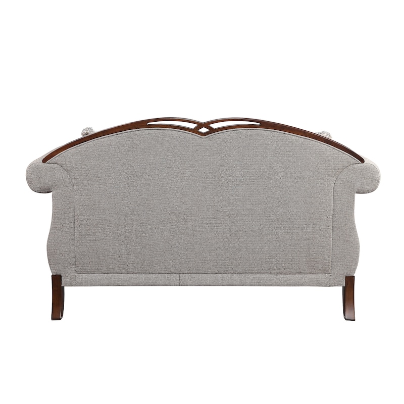 Daphne Cherry and Grey Button-Tufted Loveseat