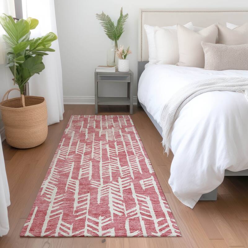 Premium Washable Super Soft Modern Arrows Mayfield Rug - Blush - 2'3" x 7'6"
