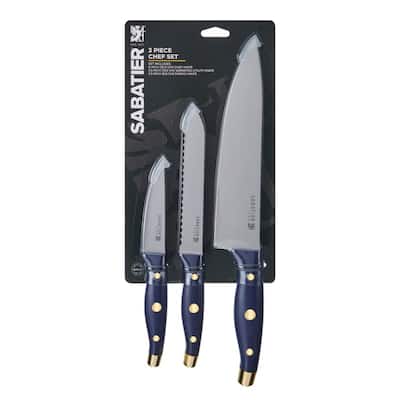 Sabatier 3 Piece Chef Set - 8" Chef, 5.5" Serrated Utility, 3.5" Paring