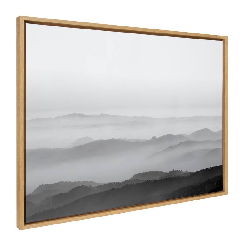 Kate and Laurel Sylvie Misty Mountains BW Framed Canvas by Crystal Lynn Collins - 28x38