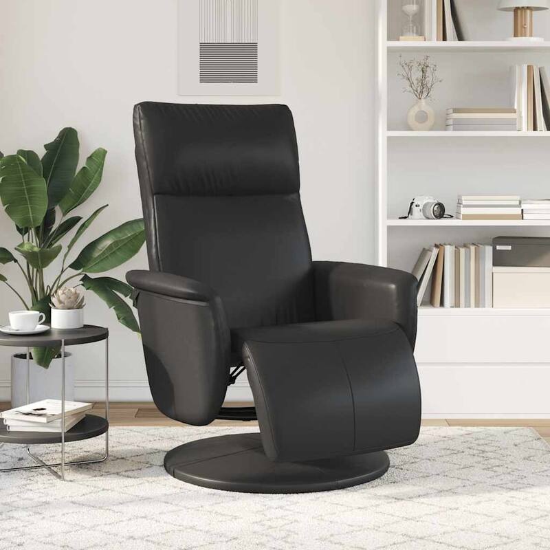 vidaXL Recliner Chair with Footrest Black Faux Leather