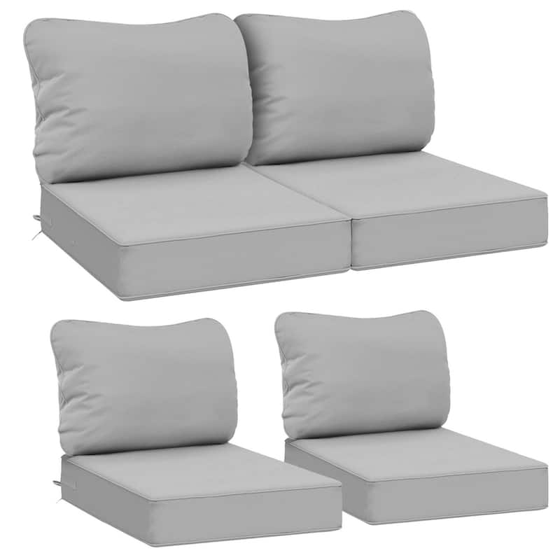 24"x24"x5"Waterproof Outdoor Deep Seat Cushion Set for Patio Furniture - Light Gray - 4 Count