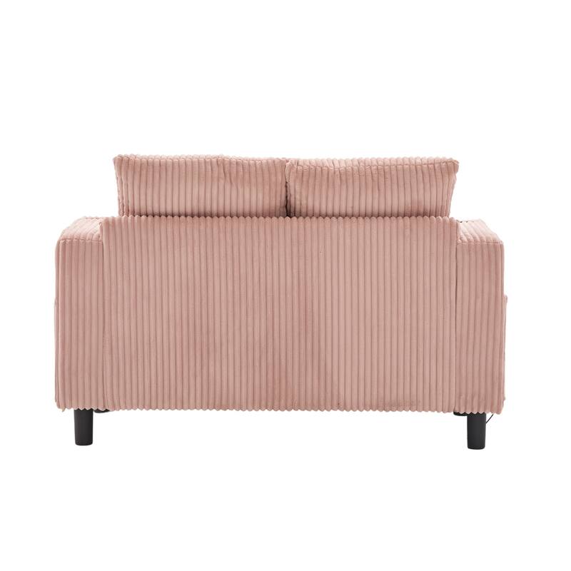 GDFStudio - Corduroy Recliner Sofa with USB Charging, RGB LED Light Strip - Suitable for Living Room and Bedroom