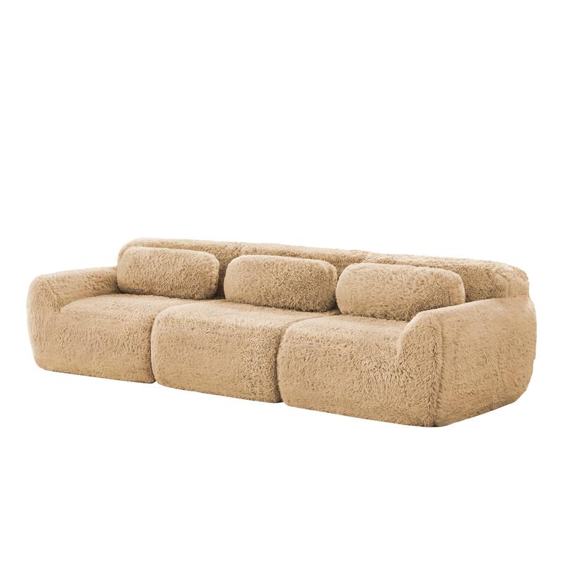 Anmytek 114'' Modern Modular Sectional Sofa - Soft Fluffy Plush Fabric Ergonomic Design Vacuum Compressed
