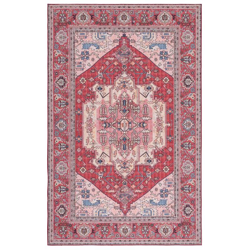 SAFAVIEH Tucson Machine Washable Slip Resistant Nevada Traditional Rug - 3' x 5' - Red/Pink