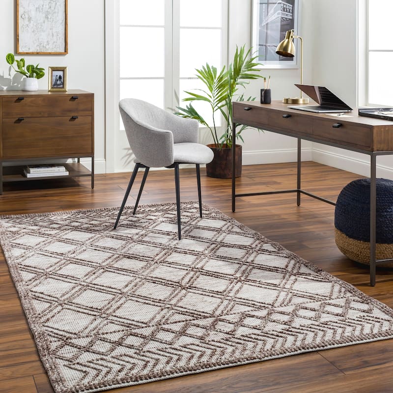 Myron Handmade Performance Outdoor Safe Area Rug - 2' x 3' - Brown
