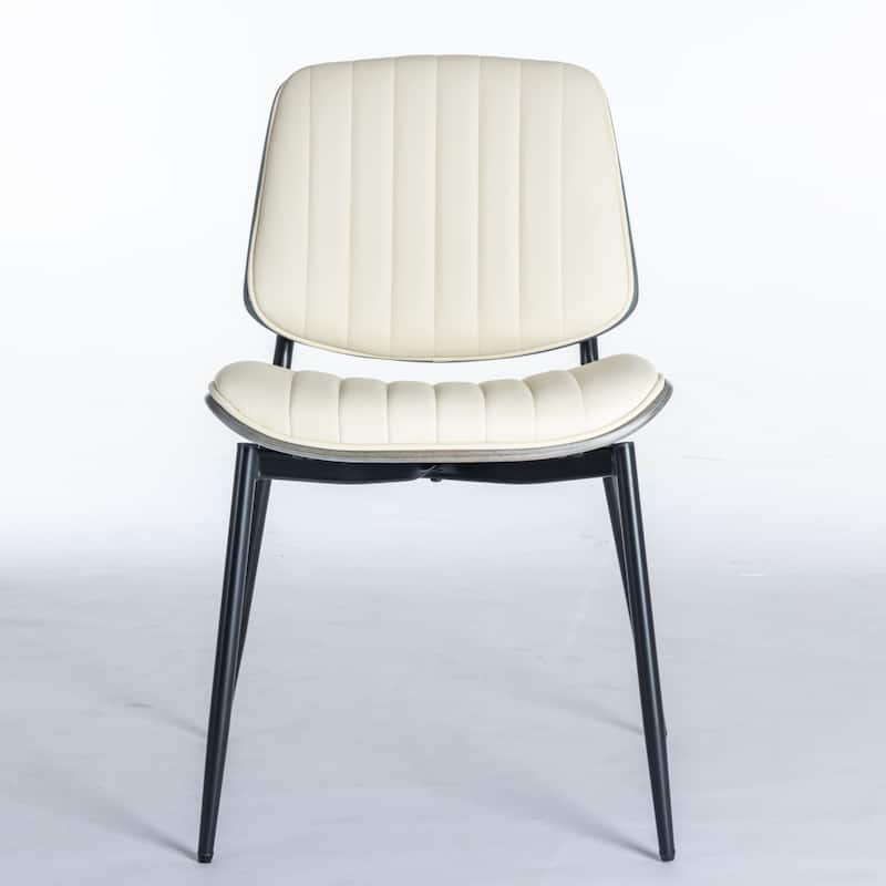 Roomfitters Mid-Century Modern Dining Chairs Set of 2, Faux Leather Upholstered Walnut Bentwood Dining Chairs with Metal Legs