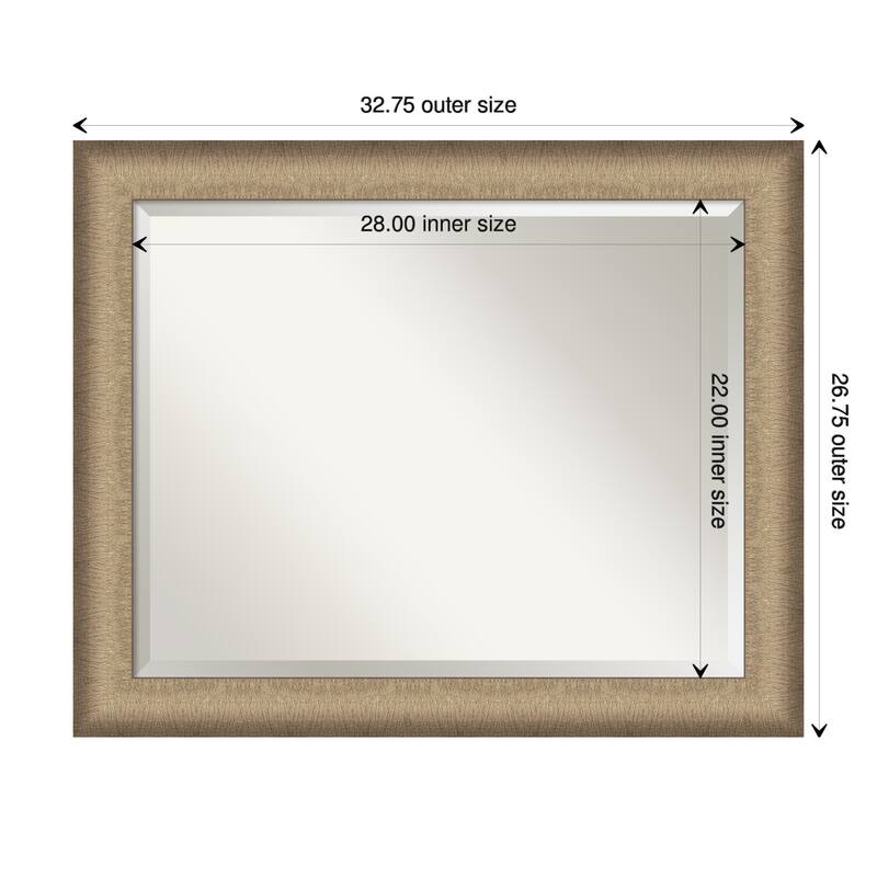 Beveled Wall Mirror - Elegant Brushed Bronze Frame - 32.75 x 26.75-inch - Elegant Brushed Bronze