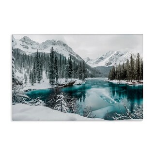 Stupell Snow Capped Mountain Lake Canvas Wall Art Design By Lazar ...