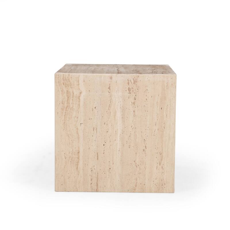 Geometric Cuboid Side Table - 18" - Beige