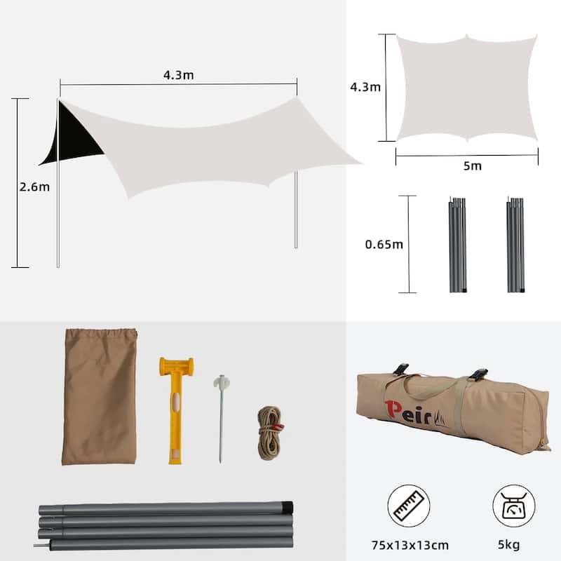 Camping Tent Tarp Waterproof Sun Shade Canopy