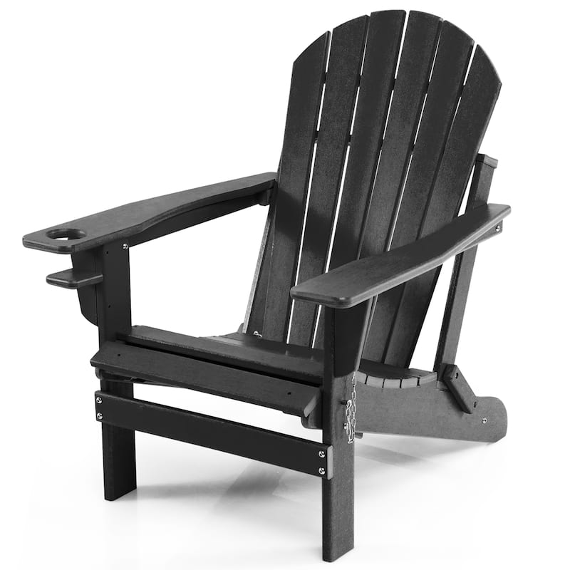 Costway Patio Folding Adirondack Chair HDPE All-Weather Pull-Out - 30''x 53''x 36.5''