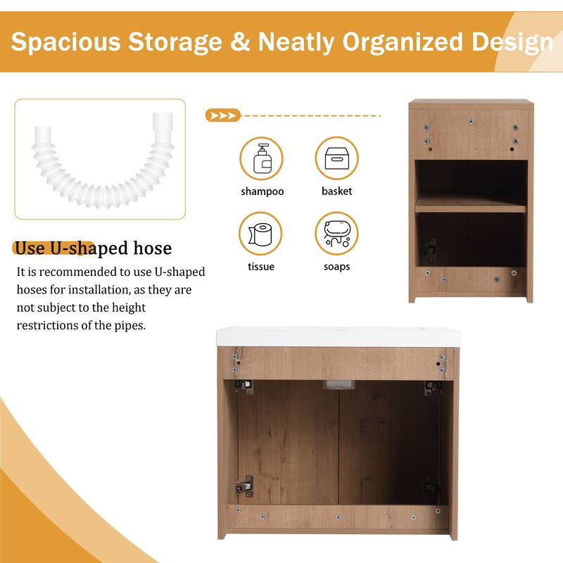 Malwee 36"/48"/60" Floating Bathroom Vanity,Wall Mounted Bathroom Vanity with Sink,Soft Close Door and Adjustable Shelf