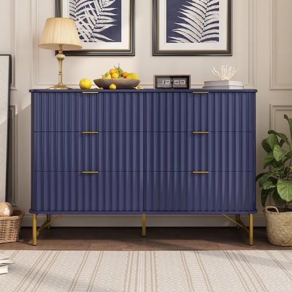 Clihome 6 drawers cabinet Blue 6-Drawer Accent Chest