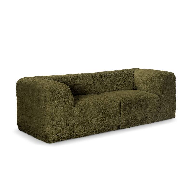 Furniture of America Ylena Modern 2-Piece Faux Fur Foam Modular Compressed Loveseat