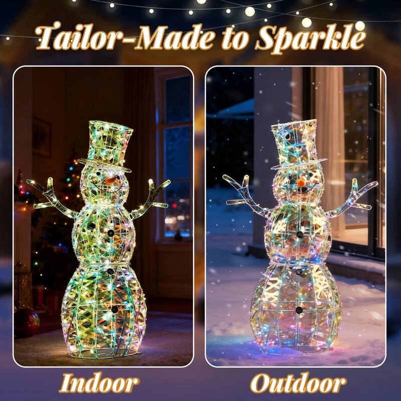4FT Lighted Iridescent Snowman Christmas Decorations