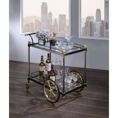 CTEX Serving Cart with 5mm Clear Tempered and Wine Bottle Rack for Kitchen, Party, Dining Room