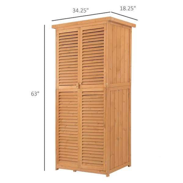 Outsunny 3' x 5' Wooden Garden Storage Shed with Asphalt Roof & 2 Large Wood Doors with Lock, Natural