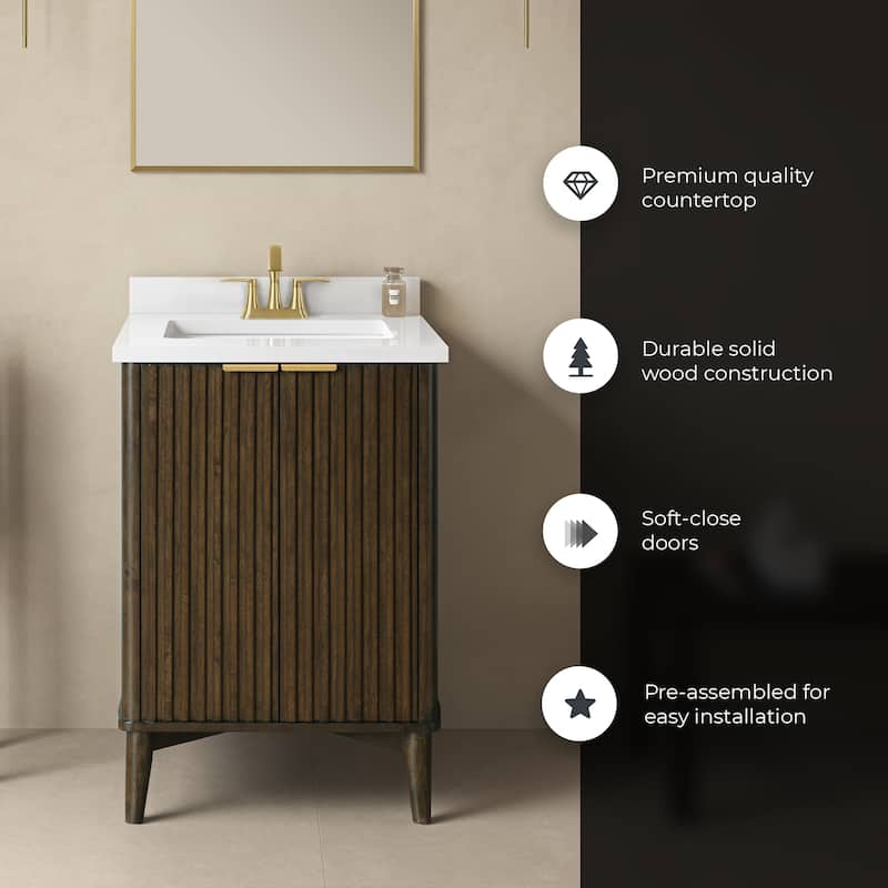 Gabi Bathroom Vanity with White Engineered Stone Top