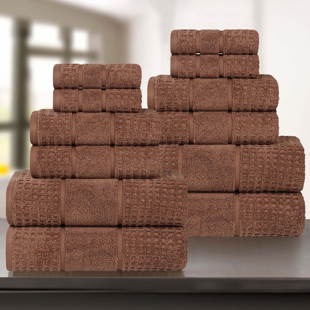 Superior Napa Zero Twist Cotton Waffle 12 Piece Bathroom Towel Set