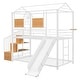 preview thumbnail 4 of 11, White House-shaped Metal Bunk Bed wHouse Roof Frame, Twin Over Twin Bed, Storage Stair, Slide for Teens Children Playhouse Bed