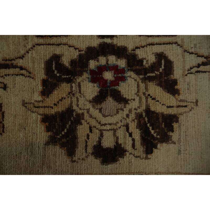 Hand Knotted Oriental 100% Wool Carpet Traditional Floral Beige & Ivories Peshawar Area Rug - 2' 11'' X 1' 10''