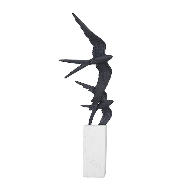Whimsical Polystone Bird Sculpture - Gold or Black