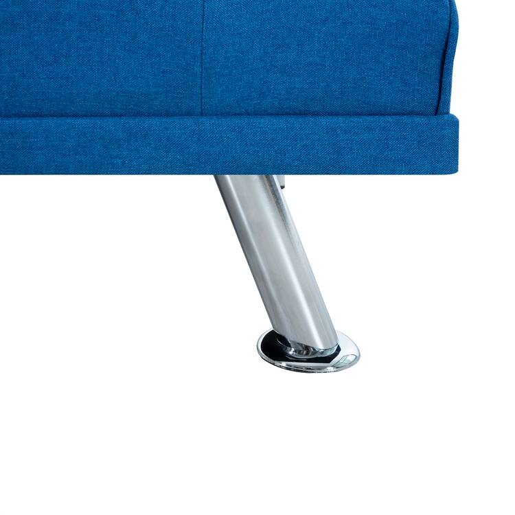 Futon Sofa Bed Couch with Armrest & Cupholders, Faux Leather Sofa Bed Couch Convertible Folding Reclining Small Couch