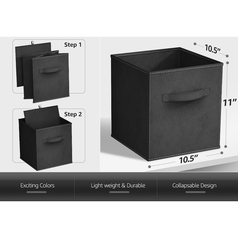 Sorbus Fabric Storage Bins 11" Foldable Cubes With Handles For Pantry, Cubbies, Toy And Closet Shelving Organization - 8Pk