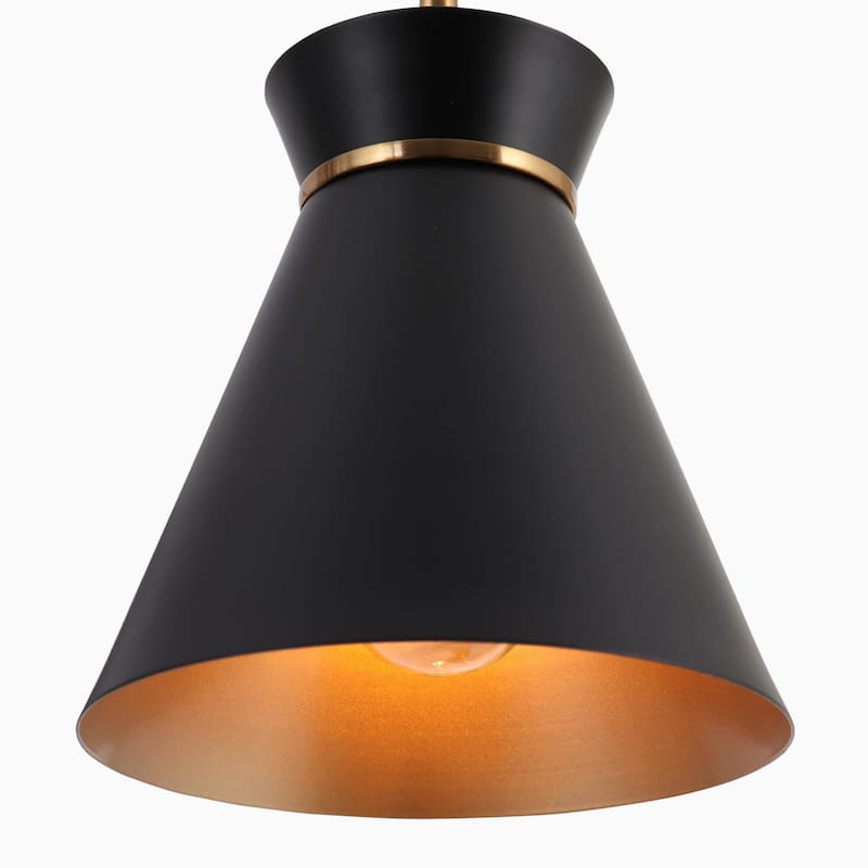 Modern Farmhouse 5-Light Black Gold Chandelier Pendant Light with Metal Shades - 23" D x 9" H