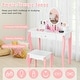 preview thumbnail 3 of 16, Gymax Kids Vanity Princess Makeup Dressing Table Stool Set W/ Mirror - See Details