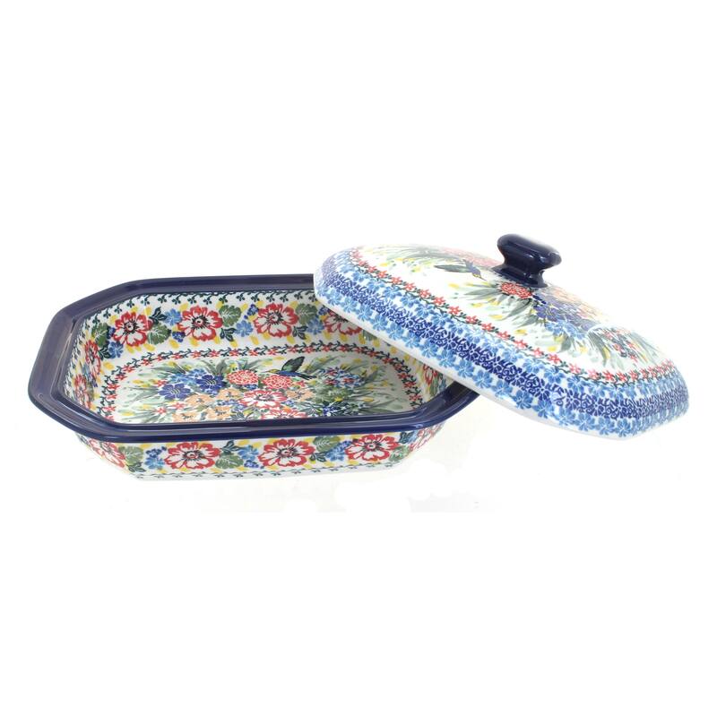 Blue Rose Polish Pottery 662 Ceramika Artystyczna Medium Covered Baker