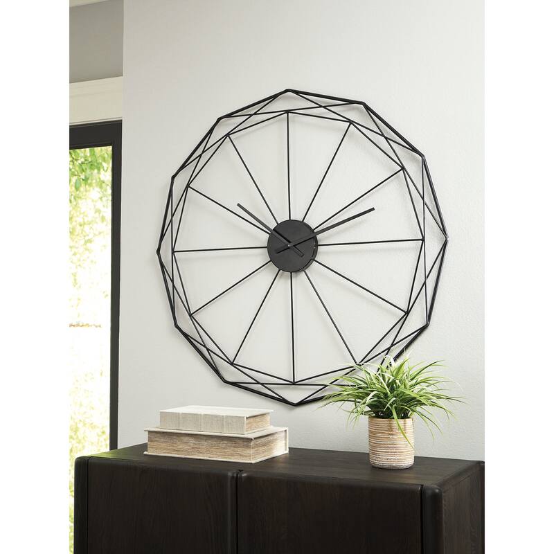 Signature Design by Ashley Arkthorne Black Wall Clock - 36" W x 0.6" D x 36" H